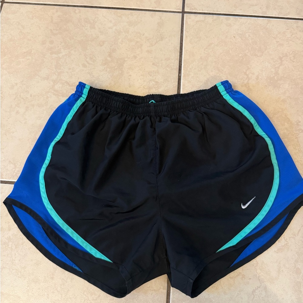 Nike Dri-FIT Running Shorts- Black with Blue and Green Accents